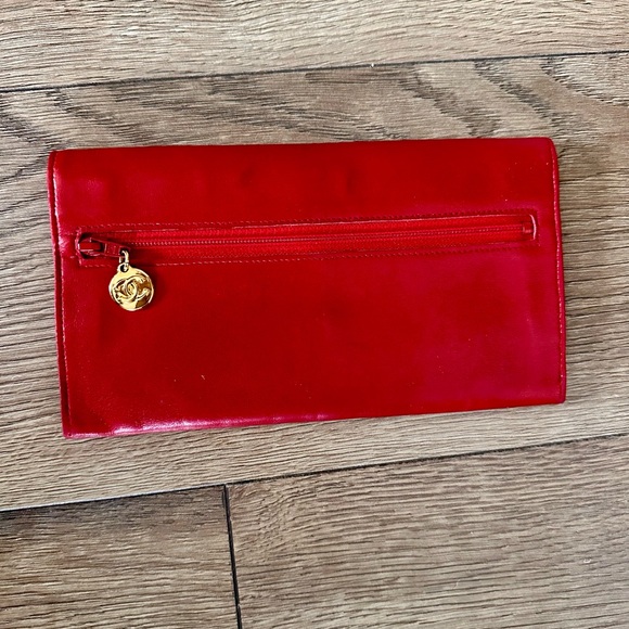 Designer CC Vintage Lambskin Double Flap Timeless Wallet Clutch Red - Picture 3 of 10